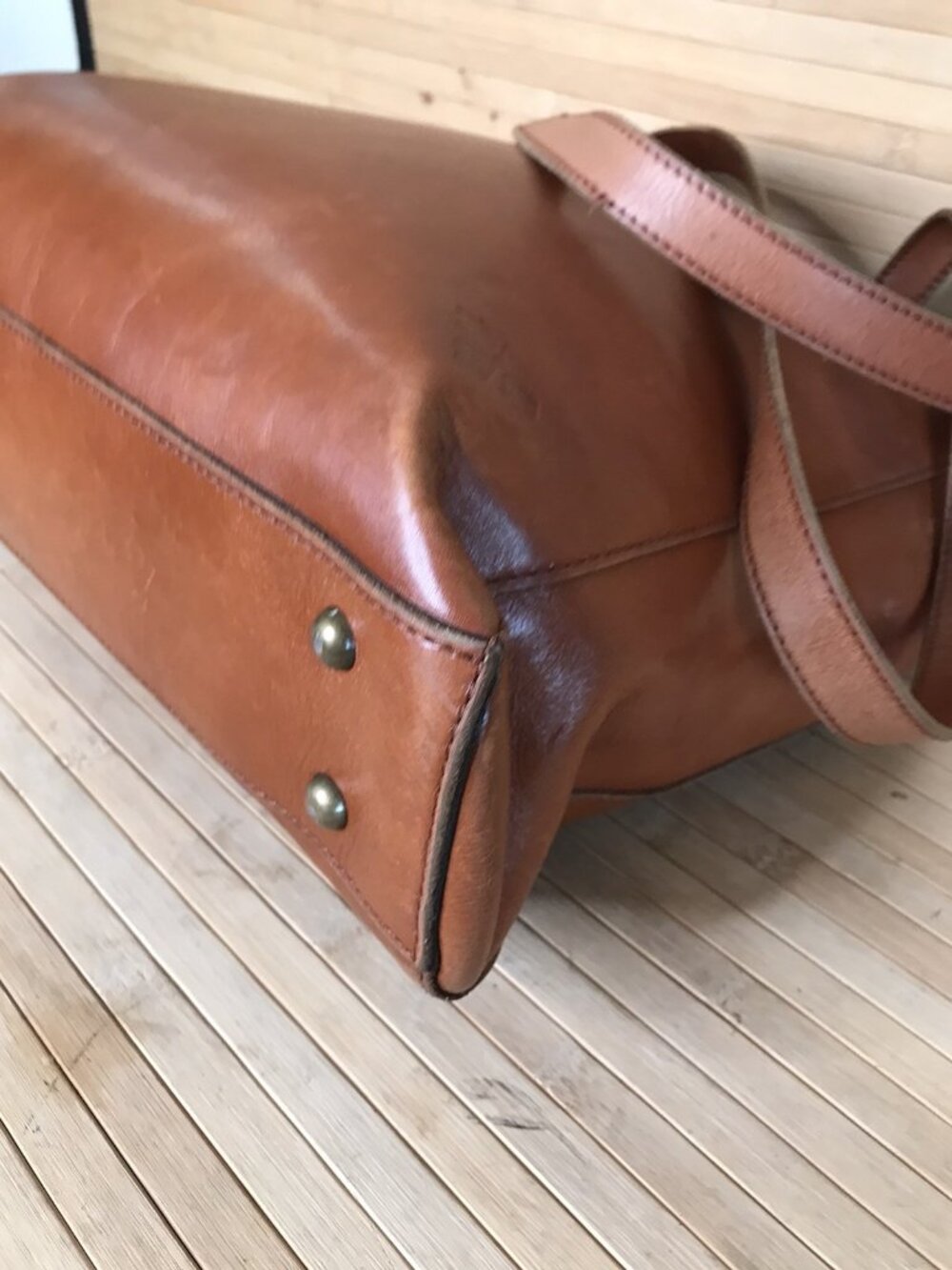 Patricia Nash Viana Soft Tan Brown Leather Shoulder Tote Bag 13x13x3 Purse - Picture 5 of 11